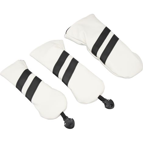 Housse de club en PU pour driver, bois, fairway, hybride, anti-poussière, étiquette rotative, pour sports de plein air, blanche. (1/5)