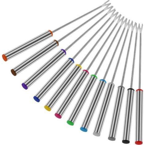 Lot de 12 fourchettes à fondue en acier inoxydable de 24,1 cm avec poignée résistante à la chaleur pour fromage, fondue, rôti, viande (1/5)