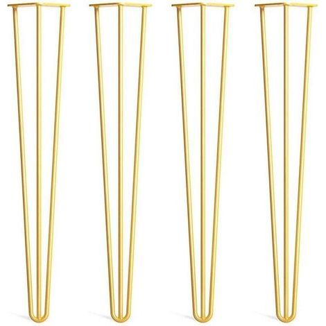 4pcs 20 cm(Doré) Pieds Epingle DIY Pieds pour Table Pied de Chaise avec 20 Vis + 4 Protège Pieds (1/5)