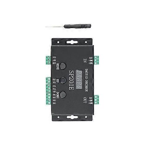 SP201E RGB-LED-Pixelstreifen-Controller mit DMX512-Decoder, unterstützt 3072 Kanäle, kompatibel mit einer Var