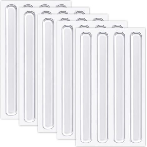 Lot de 20 butées transparentes pour meubles, tampons silicone adhésifs pour portes de placards, bandes anti-rayures et anti-chocs (150152mm)