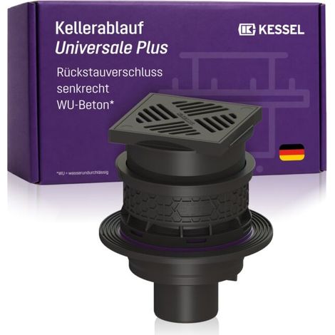 Kessel drain de sous-sol Universale Plus 27631 plastique, avec douille, design vertical, couvercle noir (1/5)