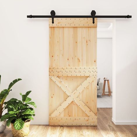 Puerta corredera con herrajes madera maciza de pino 95x210 cm vidaXL (1/5)