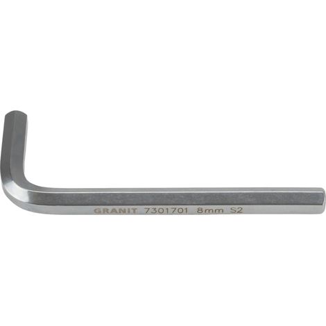 Llave Allen de cabeza hexagonal corta, acero S2, 8 mm x 108 mm (1/2)