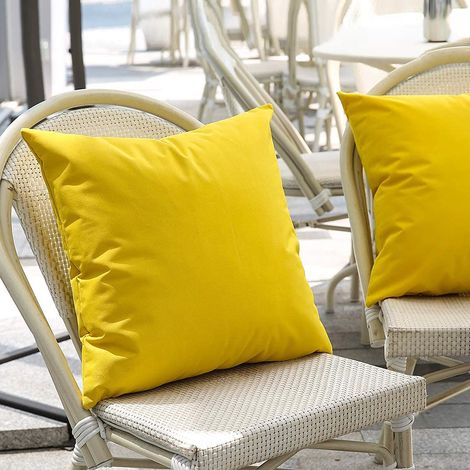Lot de 2 housses de coussin décoratives d'extérieur imperméables, housses de coussin de style jardin de campagne, housses de coussin unies, adaptées aux terrasses, tentes et canapés, 18 x 18 pouces, j