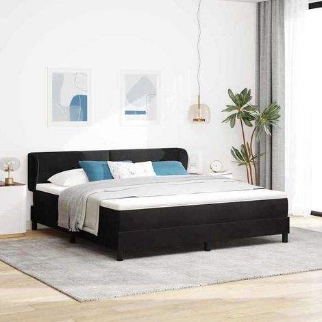 Lit à ressorts - 3340402 - Velours noir - 180 x 200 cm - Tête de lit réglable (1/5)