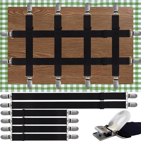 6 Pièces Pinces Nappe, Tendeur Drap Housse Élastique, Élasticité Réglable Clips Pince pour Nappe, Pince Nappe Exterieur, pour Drap Lit, Canapé, Nappe (1/5)