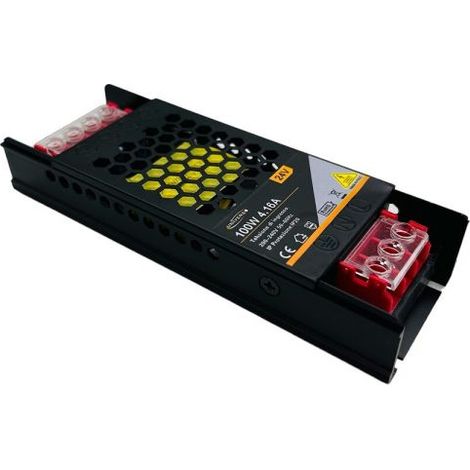 ALIMENTATORE SLIM METALLICO STABILIZZATO SWITCHING TRIMMER 220V 12V 25A 300 WATT COLORE NERO