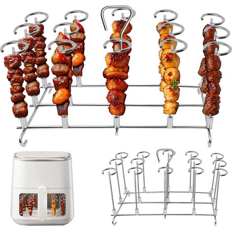 14 Uds. Pinchos verticales de acero inoxidable 304 para freidora de aire caliente Ninja Foodi AF500EU, AF400EU, AF300EU, SL400EU, Cosori de doble zona (1/5)