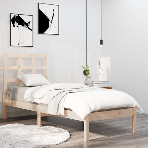 Bed Frame Brown Solid pinewood, Plywood Single Bed Frame vidaXL (1/5)