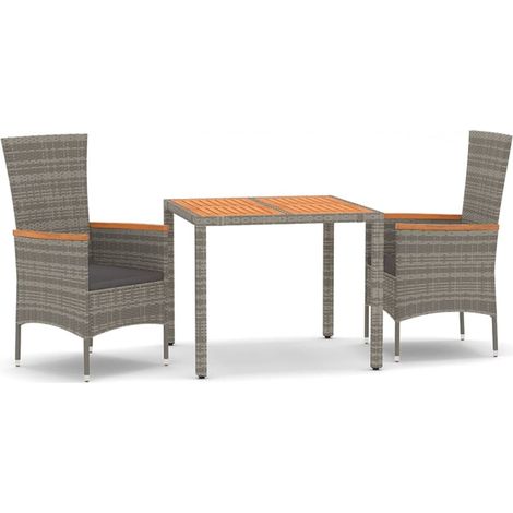 Maison Exclusive - 3-tlg. Garten-Essgruppe mit Kissen Grau Poly R