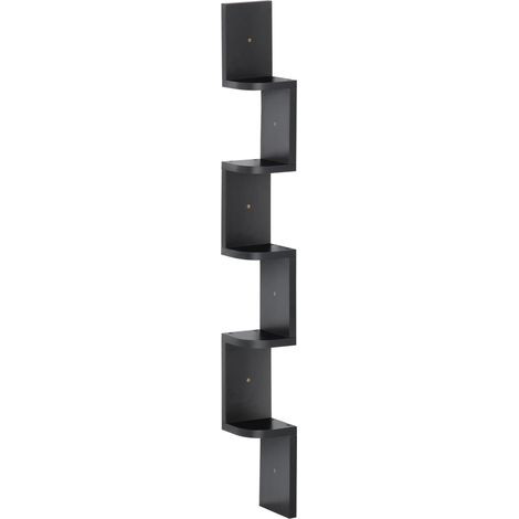 Étagère d'angle Murale à 5 Niveaux Hauteur 120 cm en Bois Noire (1/5)