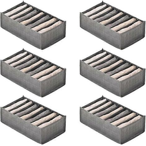 Lot de 6 boîtes de rangement pour jeans, pantalons et t-shirts - Organisateur de tiroirs et placards - 7 g (1/4)