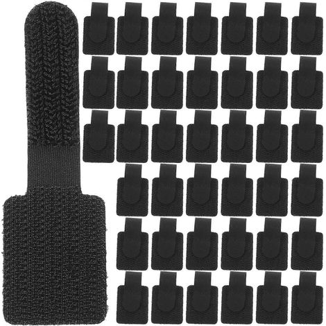 40 attaches auto-agrippantes pour la gestion des câbles-9.00X2.80X0.10CM-Black (1/3)