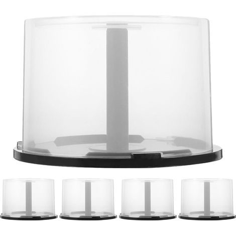 Lot de 5 boîtes à gâteaux pour CD/DVD, seau de rangement vide pour CD - Supports de rangement pour étagère à DVD avec couvercle transparent et noir (1/5)