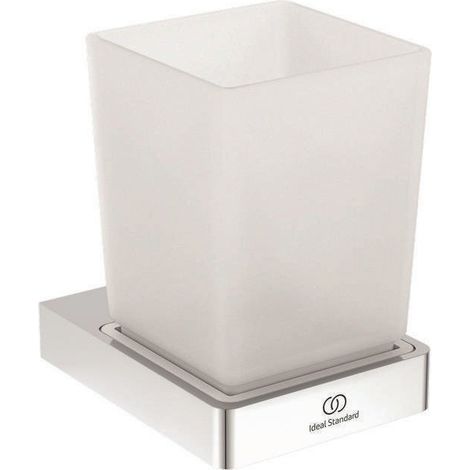 Brosse à dents en verre CONCA carré, avec support mural chromé IDEAL STANDARD