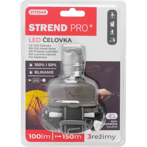 Stirnlampe Strend Pro Headlight H833, 2W CreeLED, ZOOM, 100 lm, 3xAAA, ultraleicht (1/5)