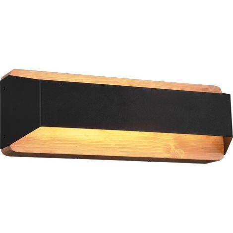 Applique Rettangolare Doppia Emissione Led Arino Legno Nero Trio Lighting (1/5)