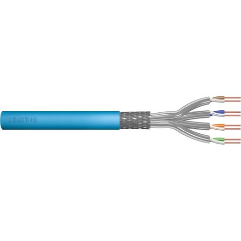 Câble de données d'installation DIGITUS cat. 6A, S/FTP, Eca, fil, AWG 23/1, LSOH, 50 m, bleu, gainé d'aluminium (1/5)