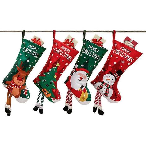 Chaussettes de Noël délicates à suspendre au sapin, sachets cadeaux de bonbons en forme de sapin de Noël (1/4)
