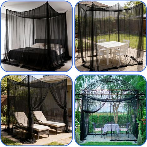 Moustiquaire 210 × 190 × 240 cm – Pour gazebo, jardin, terrasse, camping, lit – 220 mailles fines avec 1 porte – Noir