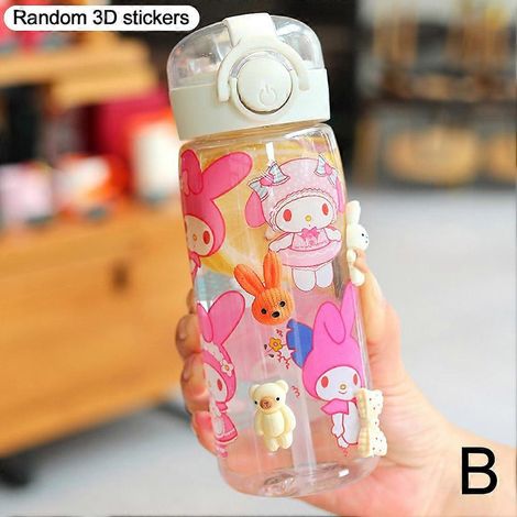 Gobelet d'eau Cujmh à motif dessin animé mignon, 400 ml, gourde portable en plastique pour enfants, anti-fuite (1/4)