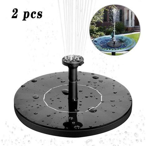 Lot de 2 pompes solaires monocristallines de 1,4 W pour fontaine flottante -pour jardin, terrasse, bain d'oiseaux, piscine (1/4)