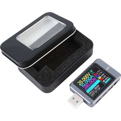 Tester USB 4-28V 0-5A, schermo da 1,77 pollici, multimetro di tensione e corrente CA, protocollo di ricarica rapida, rilevamento automatico. (1/5)