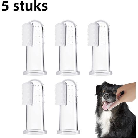 5-pack - Huisdiervingertandenborstels - Siliconen tandenborstels - Geschikt voor honden en katten - Beschermt de gebitgezondheid - Transparant (1/5)