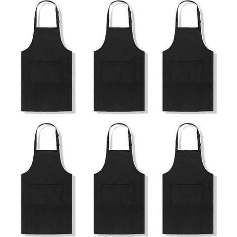 6er-Pack Erwachsenenschürzen mit 2 Taschen, verstellbare Kunstschürzen zum Kochen (1/5)