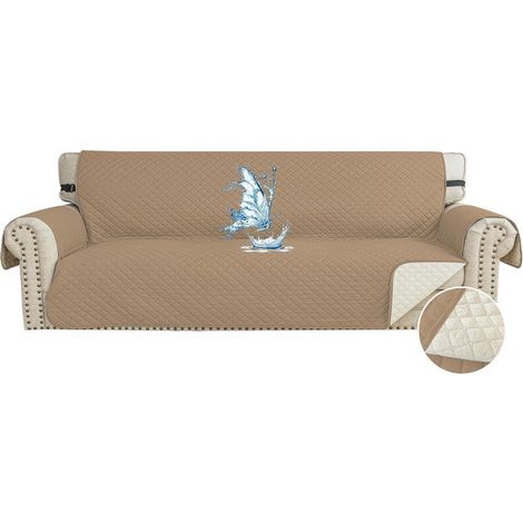 Sofa Überwurf 4 Sitzer wasserdicht, Couchbezug rutschfest, Haustier Hund Katze, waschbar, Heller Kaffee (1/5)