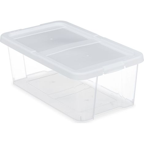 Set di 12 scatole per scarpe impilabili portaoggetti trasparente 34 x 24 x 14 cm uso versatile in plastica trasparente 130009316