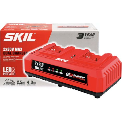 Skil Caricabatterie 20V Max rosso per ricarica doppia della batteria