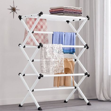 FLITI 3-Tier Clothes Drying Rack in White PP, 102x62x32.5cm, Portable Indoor/Outdoor (1/5)
