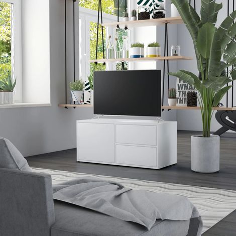 Meuble TV - Armoire de TV  Banc TV  pour Salon Blanc 80x34x36 cm Bois d'ingénierie -FR66558 (1/5)