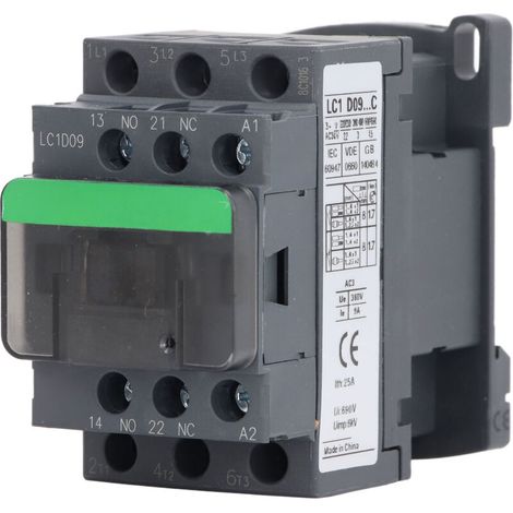Contacteur AC 1NO 1NC 9A 380V, bobine haute tension, contrôleur de moteur à Contact argenté LC1D09 110V (1/5)