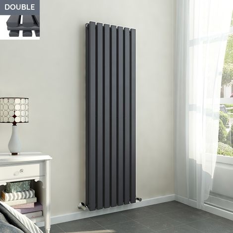 1600x480mm Anthracite Double Rectangular Panel Vertical Radiator (1/5)