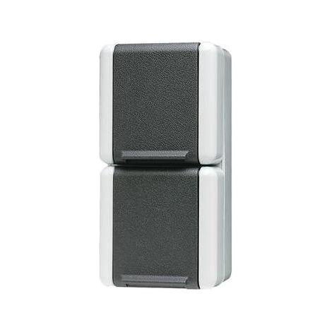 Jung Steckdose 2-fach grau glänzend AP Klappd IP44 WG 800 822 W (1/5)