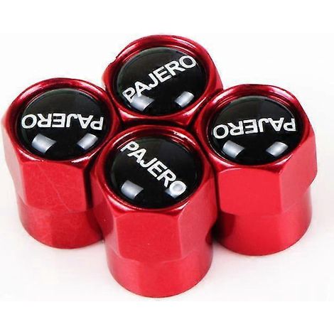Lot de 4 bouchons de valve en aluminium pour pneus de voiture Mitsubishi Pajero, Lancer, ASX, Outlander et L200 - Accessoires - Panneaux de porte intérieurs - Petit modèle rouge (1/4)