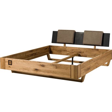 Letto in legno di quercia selvatica con cuscini da testiera inclusi 200x200 oliato naturale - laccato KITZBÜHEL 159