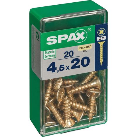 Caja de 20 unidades de tornillo para madera con cabeza plana en Yellox 4,5x20mm Spax (1/5)