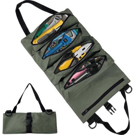 Bolsa de herramientas enrollable,bolsa de herramientas de lona ajustable apta para llaves (1/5)