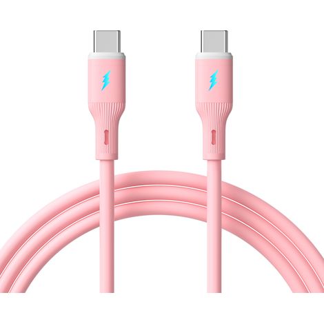 USB-Typ-C-Kabel, 1 m, AK-USB-66, 60 W, Silikon, rosa (1/2)