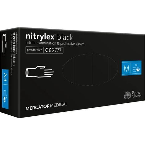 Schwarze Nitrilhandschuhe Mercator Nitrylex Basic Größe XL 100 Stück. (1/3)