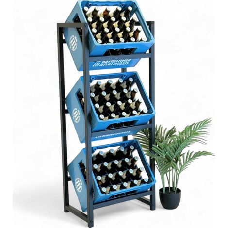 DanDiBo Getränkekistenregal 3 Kisten Schmal Metall Stehend 96599 Kistenregal Getränkekistenhalter 47 cm Getränkeregal (1/5)