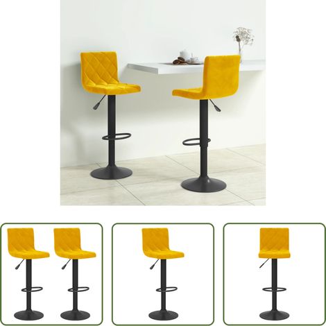 Tabouret de bar - Tabourets de bar lot de 2 jaune moutarde velours (1/5)