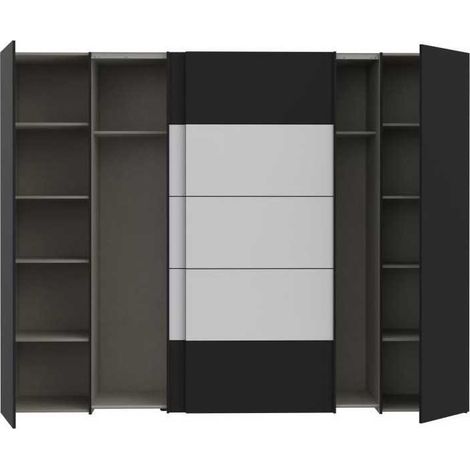 Armoire 4 portes NARAGO NRGS82511 Noir / Blanc 270,3x61,2x210,5 cm (1/5)