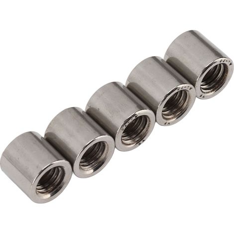 50 écrous de raccordement pour tige ronde, filetage femelle, acier inoxydable 304, M8x1,25, 12 L12 mm (1/5)