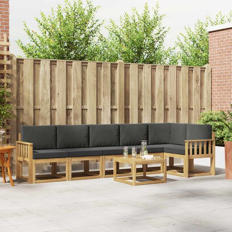 vidaXL Outdoor-Sofagarnitur 7 pcs Weiß und Anthrazit Polyester (1/5)