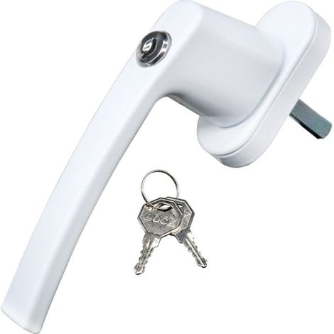 2 Pcs Poignées de Fenêtre Verrouillables en Aluminium, Longueur de la Tige 32 mm avec 4 clés Pour l’Ouverture Intérieure (Gauche et Droit) (1/5)